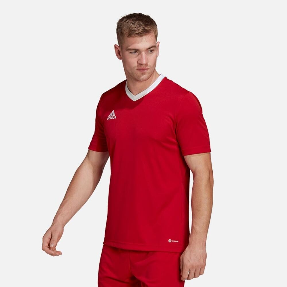 adidas Men's Small Red Entrada 22 Short Sleeve Football Jersey Athleisure B23-2